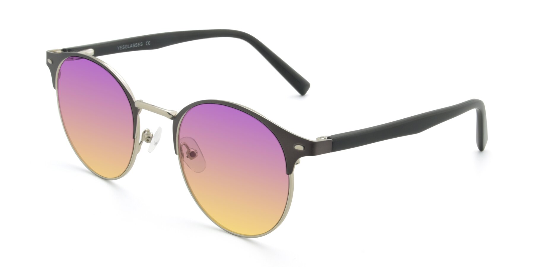 Angle of 9099 in Gray-Silver with Purple / Yellow Gradient Lenses