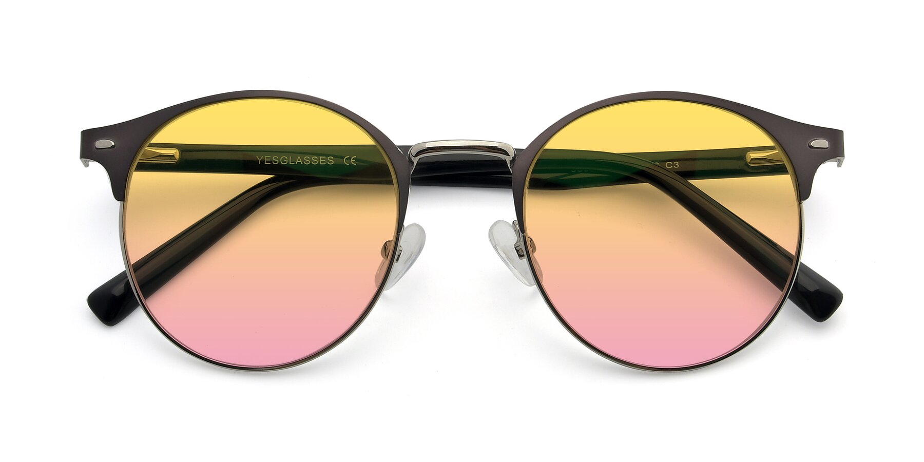 Folded Front of 9099 in Gray-Silver with Yellow / Pink Gradient Lenses