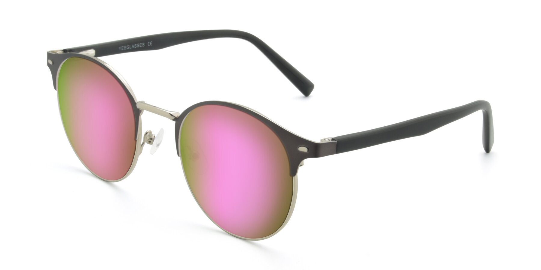 Angle of 9099 in Gray-Silver with Pink Mirrored Lenses