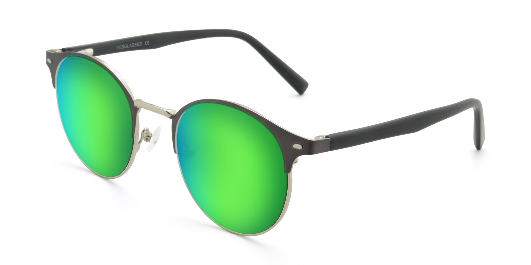 Angle of 9099 in Gray-Silver with Green Mirrored Lenses