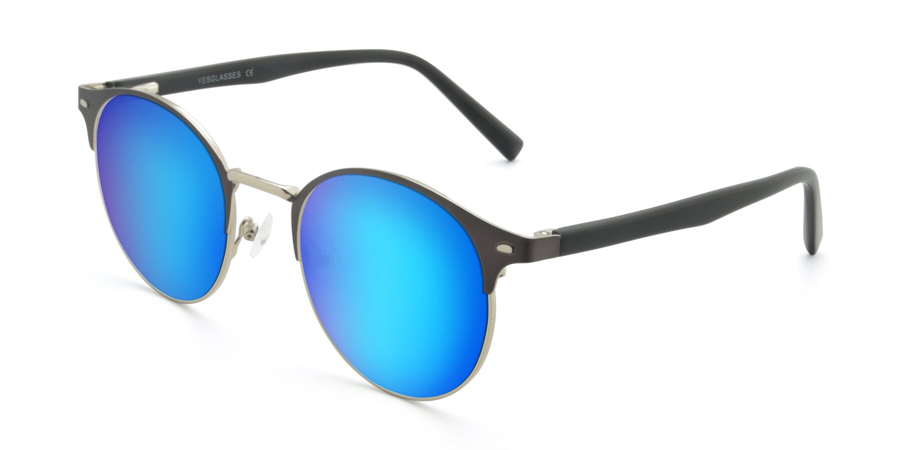 Angle of 9099 in Gray-Silver with Blue Mirrored Lenses