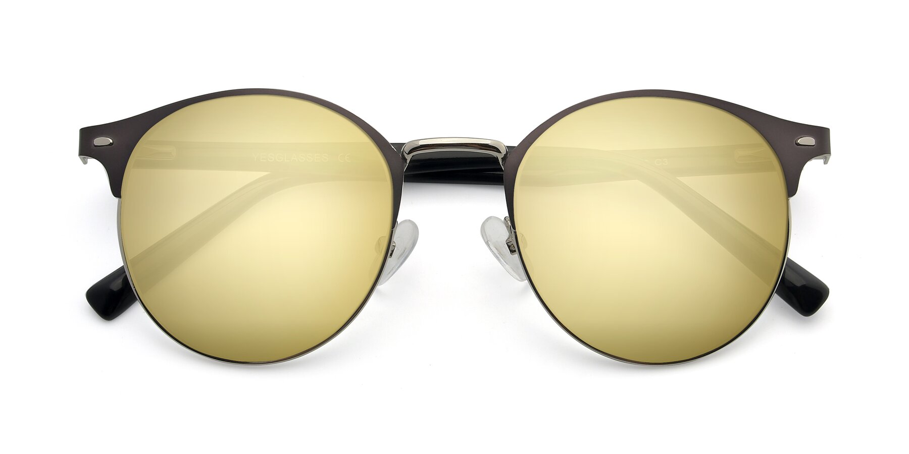 Folded Front of 9099 in Gray-Silver with Gold Mirrored Lenses