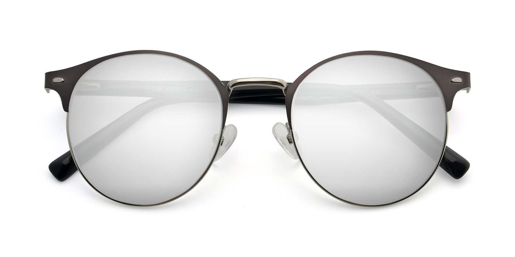 Folded Front of 9099 in Gray-Silver with Silver Mirrored Lenses