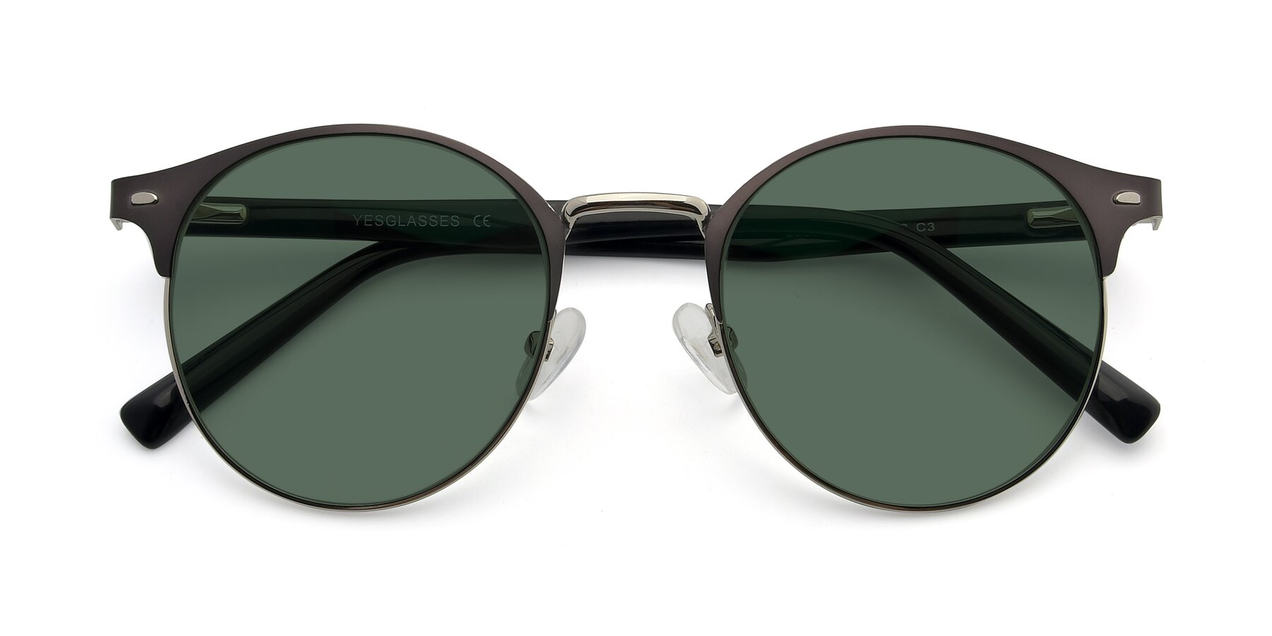 Folded Front of 9099 in Gray-Silver with Green Polarized Lenses