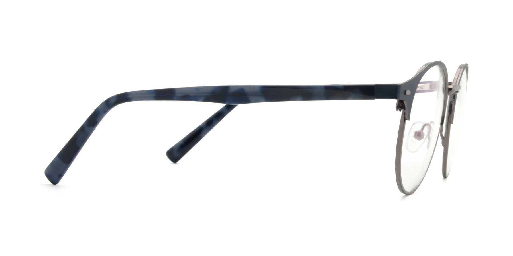 Side of 9099 in Blue-Gunmetal with Clear Reading Eyeglass Lenses