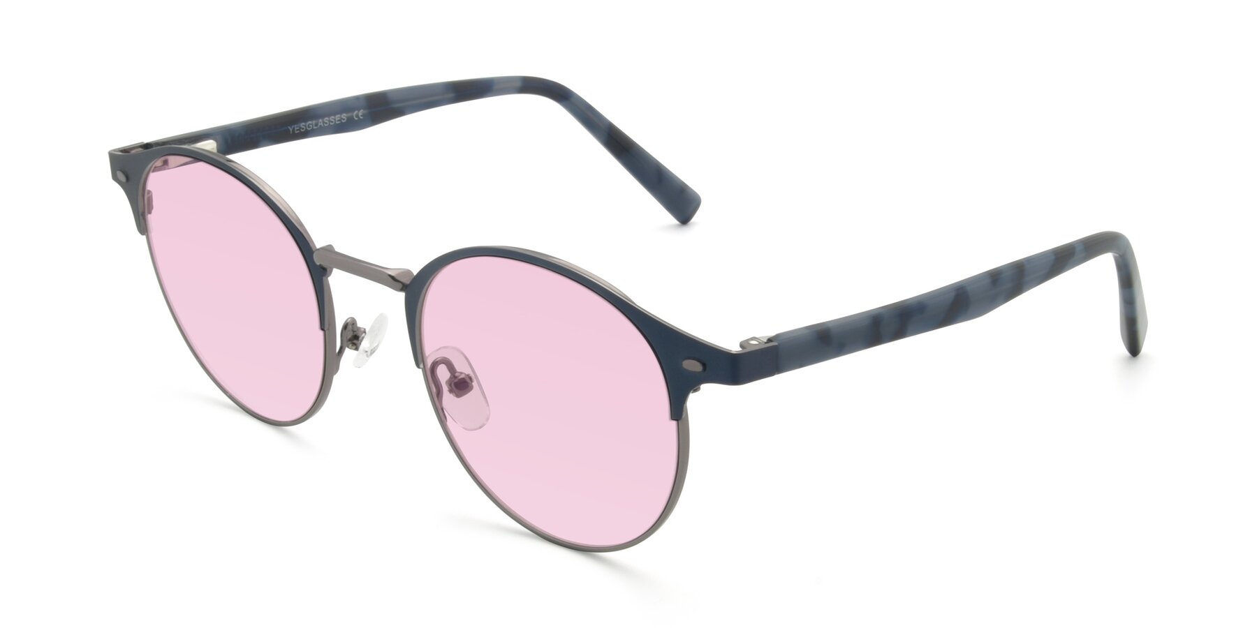 Angle of 9099 in Blue-Gunmetal with Light Pink Tinted Lenses