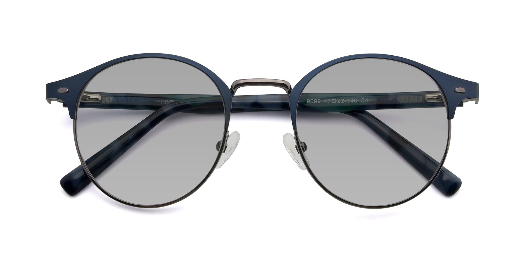 Folded Front of 9099 in Blue-Gunmetal with Light Gray Tinted Lenses
