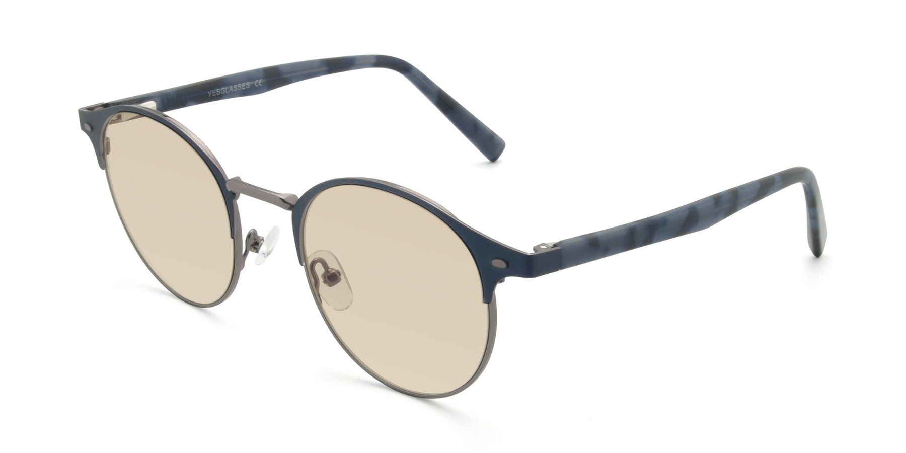 Angle of 9099 in Blue-Gunmetal with Light Brown Tinted Lenses