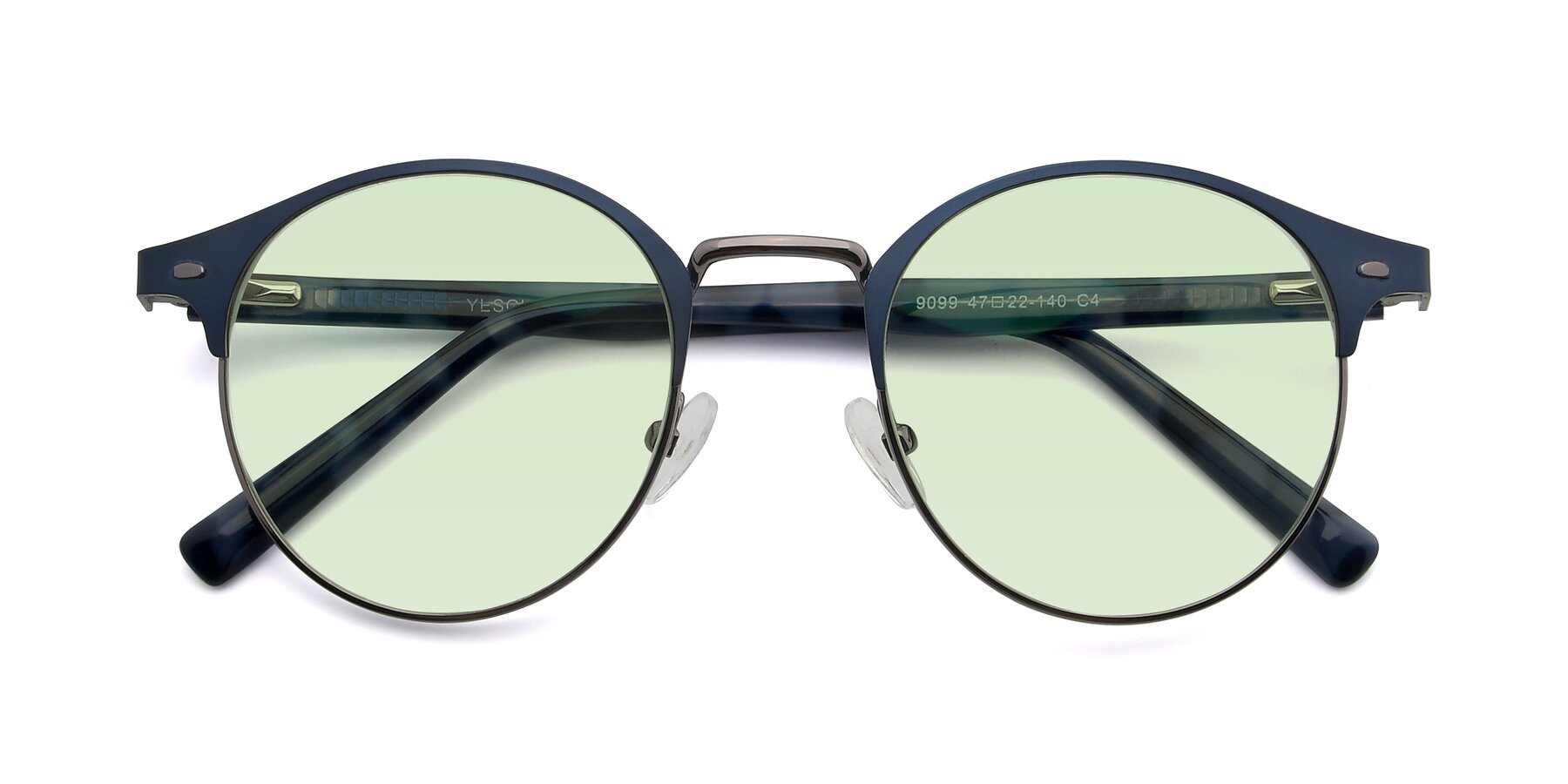 Folded Front of 9099 in Blue-Gunmetal with Light Green Tinted Lenses