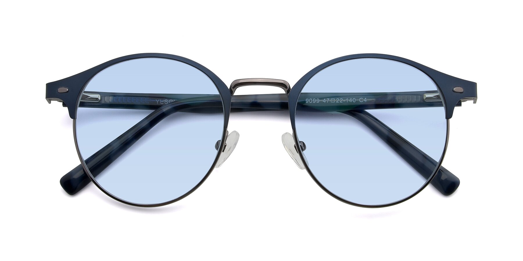Folded Front of 9099 in Blue-Gunmetal with Light Blue Tinted Lenses