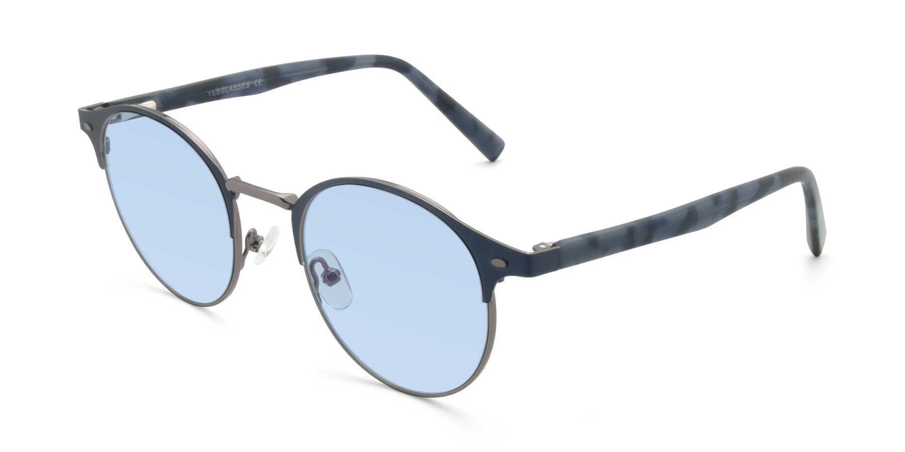 Angle of 9099 in Blue-Gunmetal with Light Blue Tinted Lenses