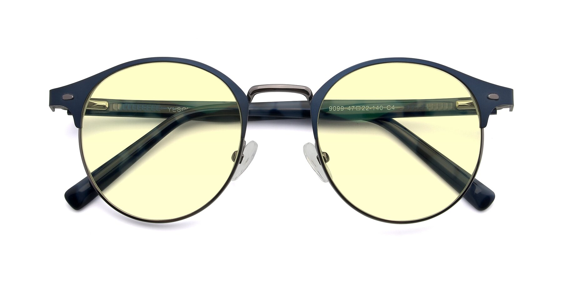 Folded Front of 9099 in Blue-Gunmetal with Light Yellow Tinted Lenses
