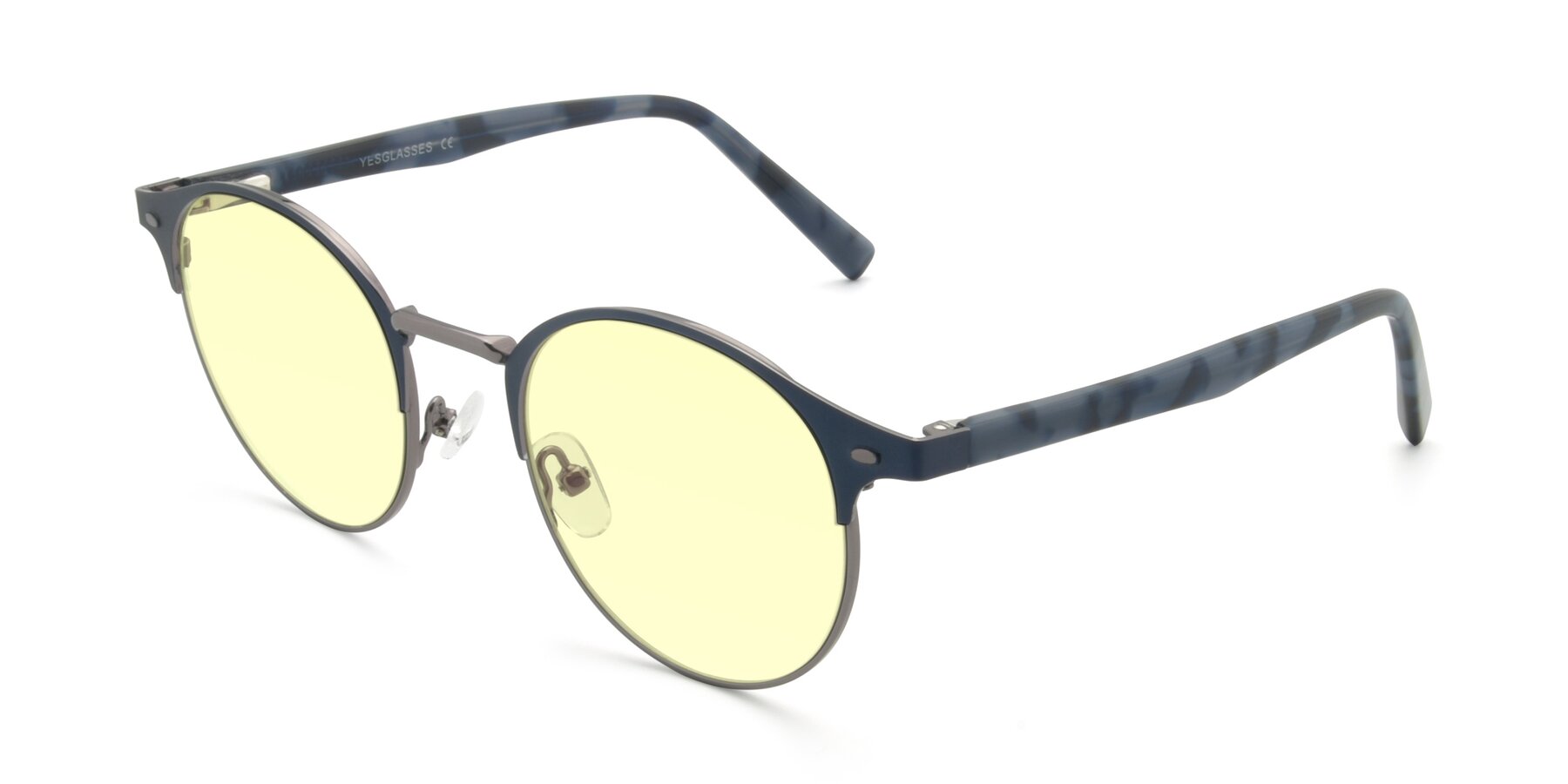 Angle of 9099 in Blue-Gunmetal with Light Yellow Tinted Lenses