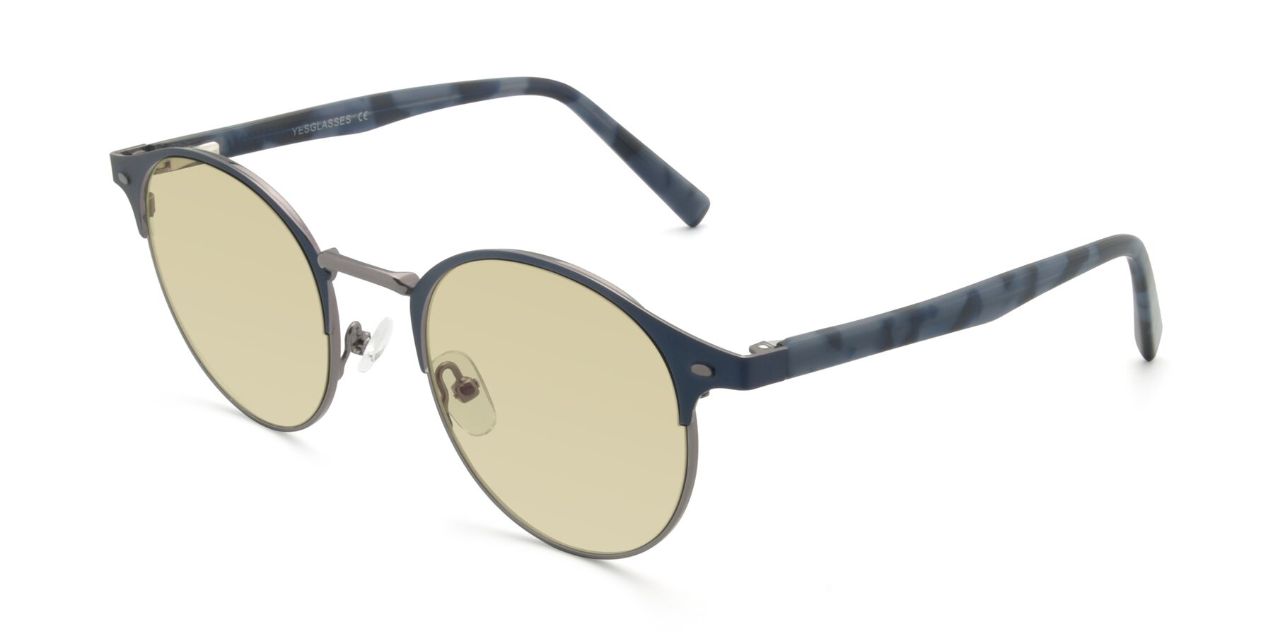 Angle of 9099 in Blue-Gunmetal with Light Champagne Tinted Lenses