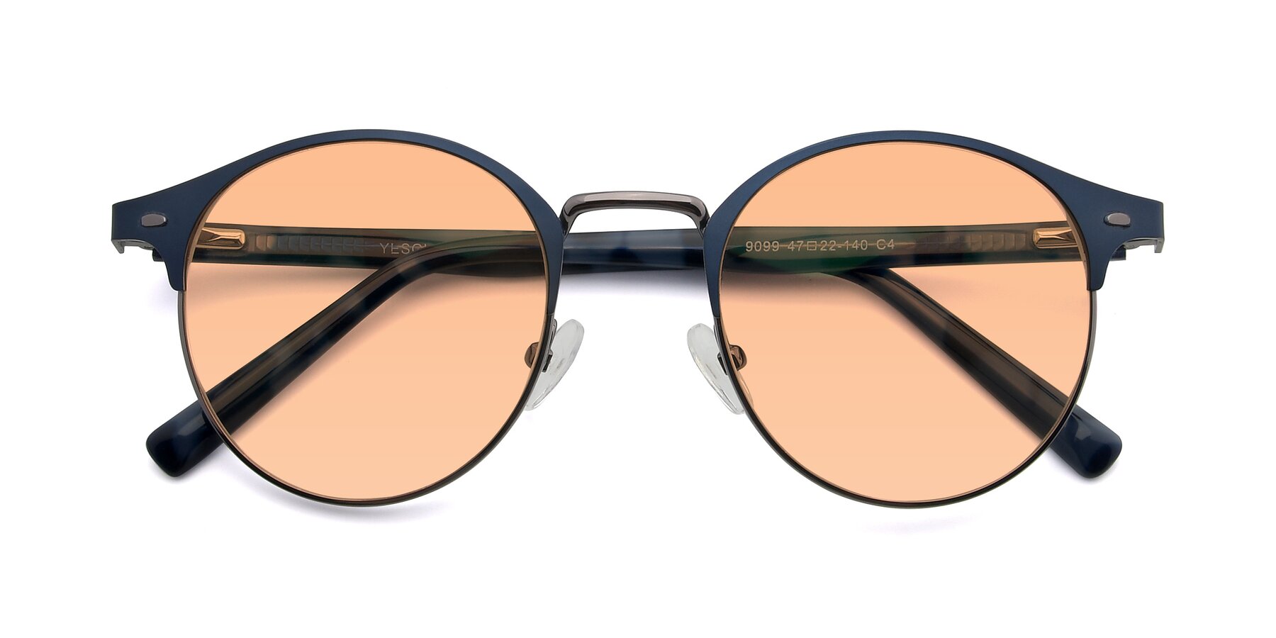 Folded Front of 9099 in Blue-Gunmetal with Light Orange Tinted Lenses