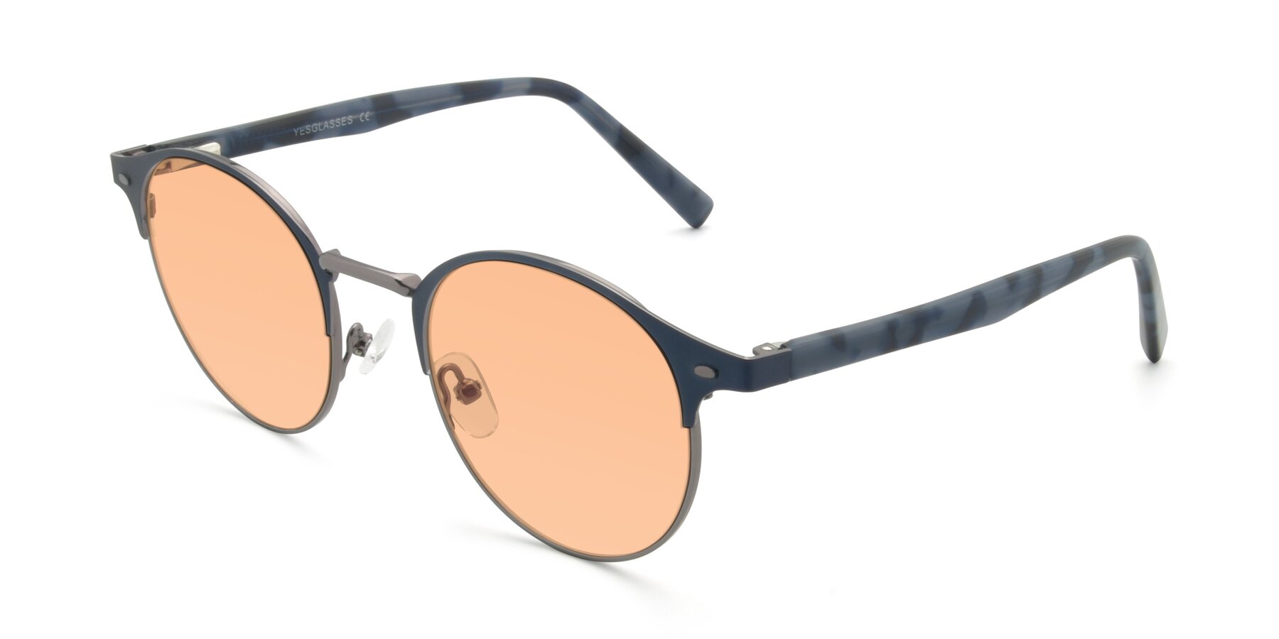 Angle of 9099 in Blue-Gunmetal with Light Orange Tinted Lenses