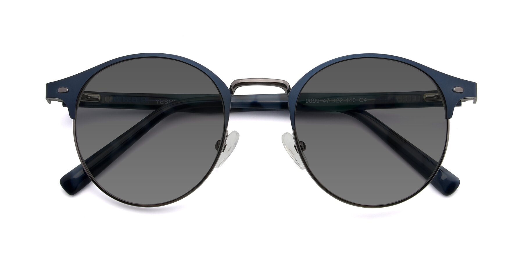 Folded Front of 9099 in Blue-Gunmetal with Medium Gray Tinted Lenses