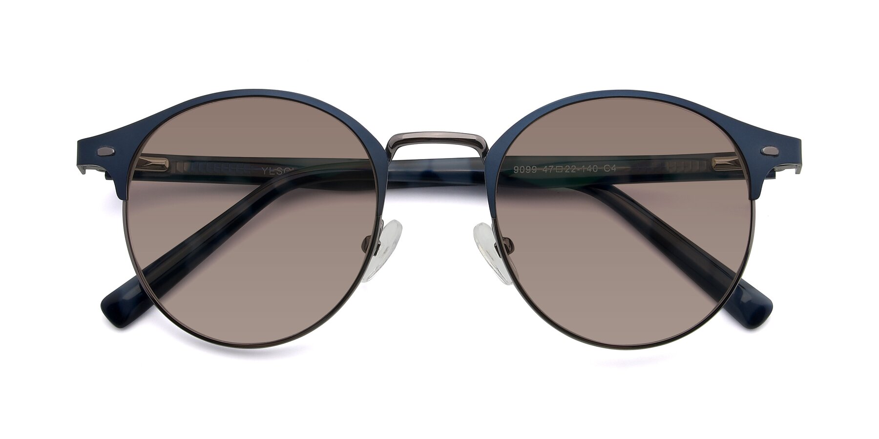 Folded Front of 9099 in Blue-Gunmetal with Medium Brown Tinted Lenses