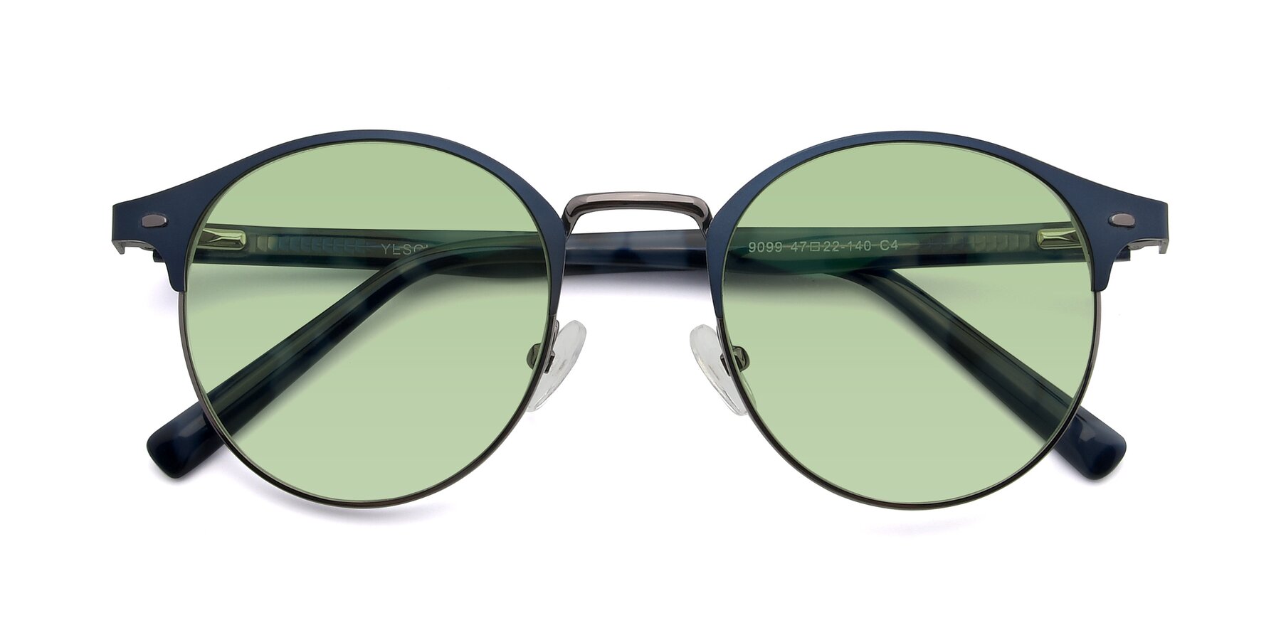 Folded Front of 9099 in Blue-Gunmetal with Medium Green Tinted Lenses