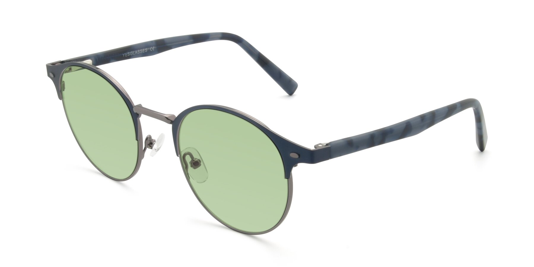 Angle of 9099 in Blue-Gunmetal with Medium Green Tinted Lenses