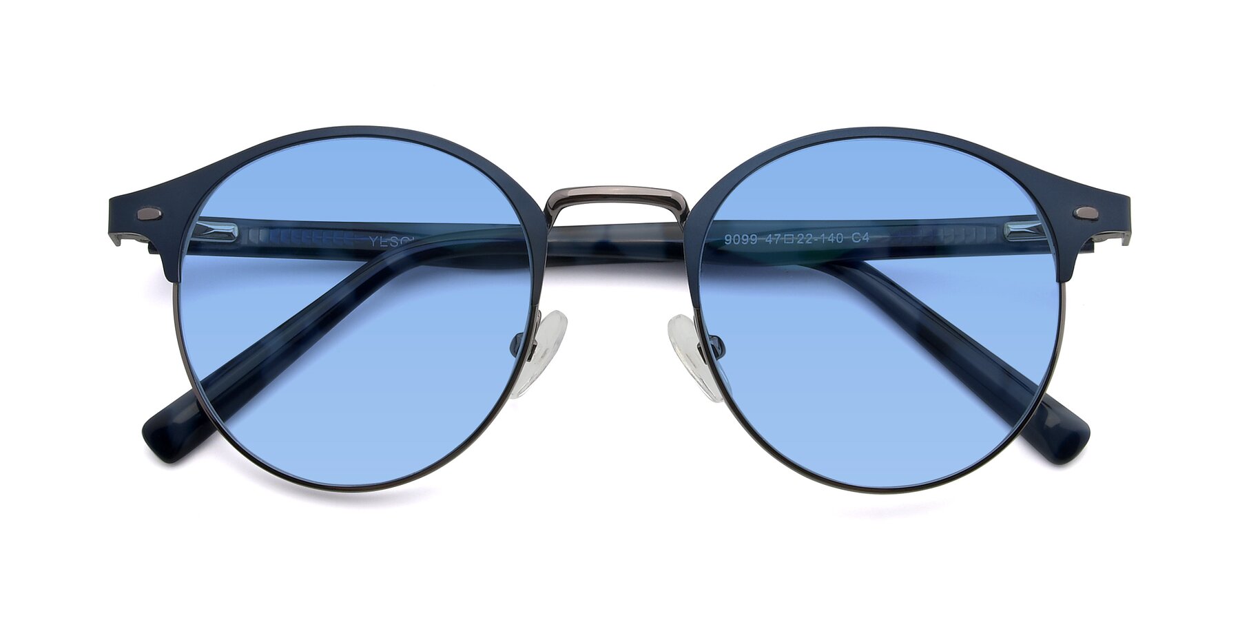 Folded Front of 9099 in Blue-Gunmetal with Medium Blue Tinted Lenses