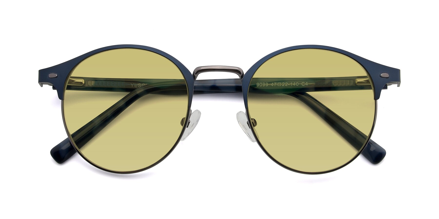 Folded Front of 9099 in Blue-Gunmetal with Medium Champagne Tinted Lenses