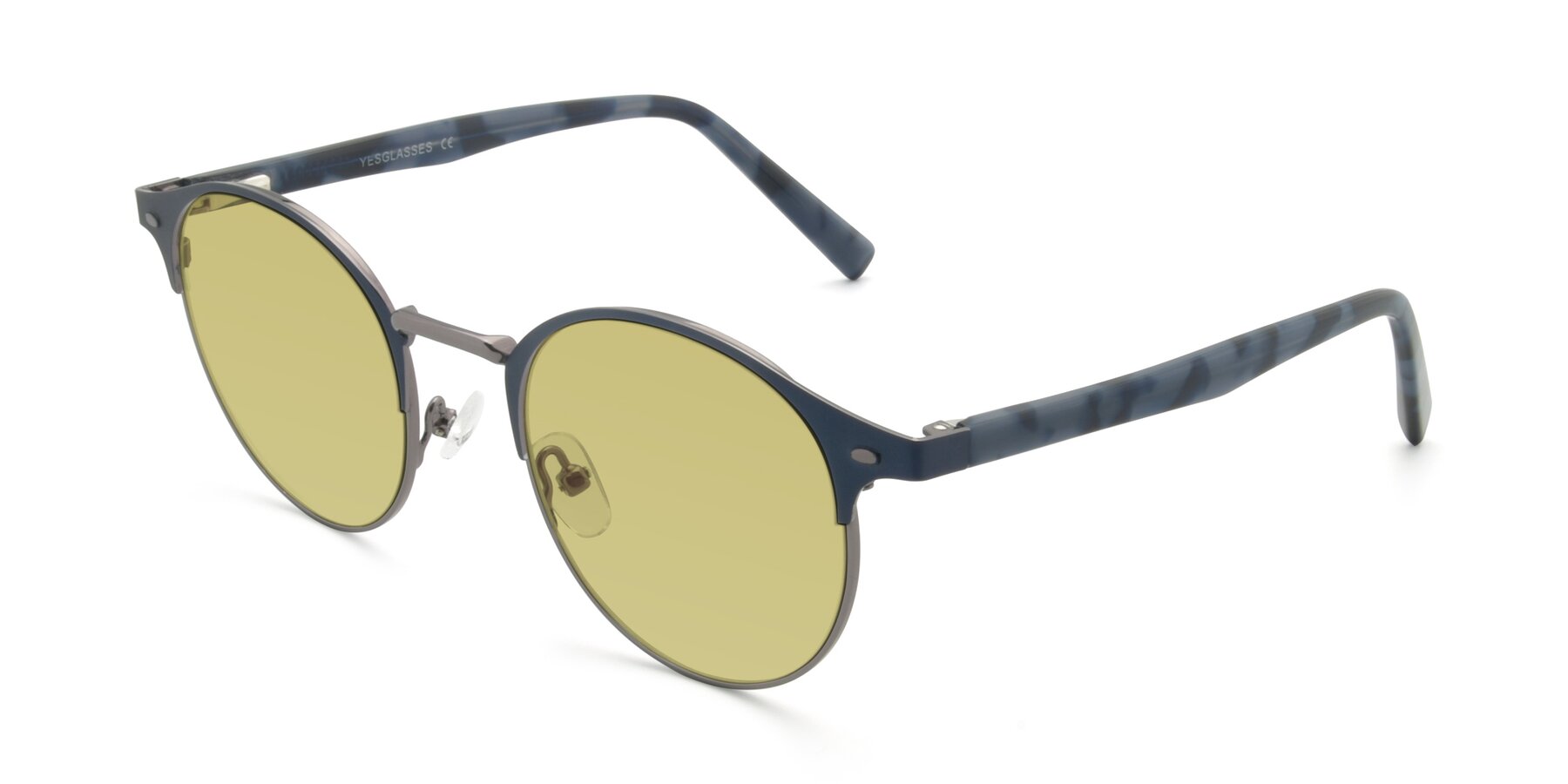 Angle of 9099 in Blue-Gunmetal with Medium Champagne Tinted Lenses