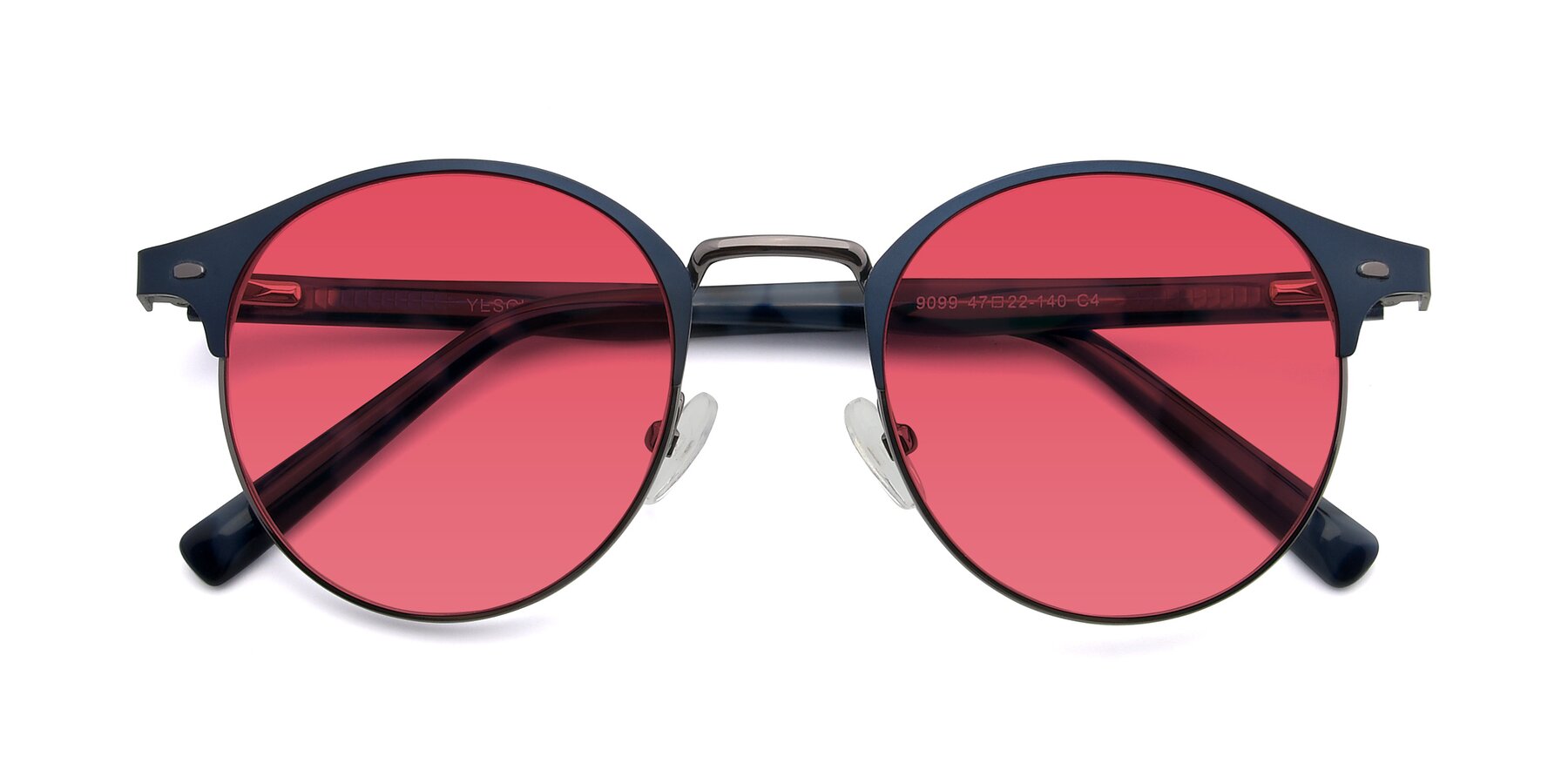 Folded Front of 9099 in Blue-Gunmetal with Red Tinted Lenses