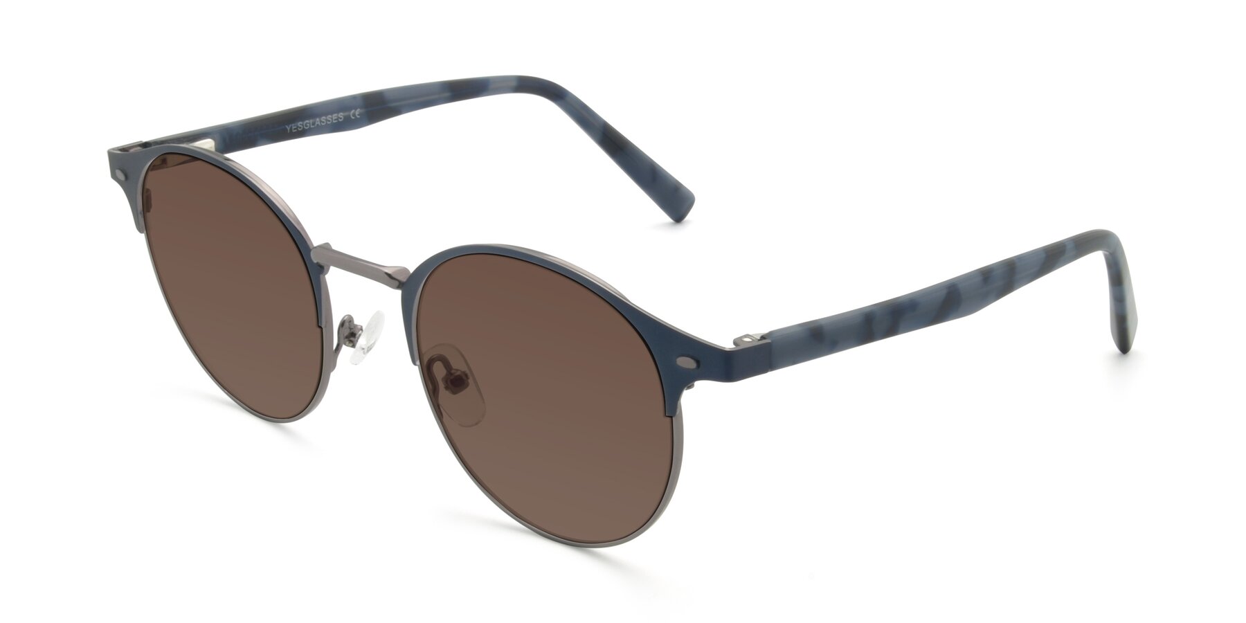 Angle of 9099 in Blue-Gunmetal with Brown Tinted Lenses