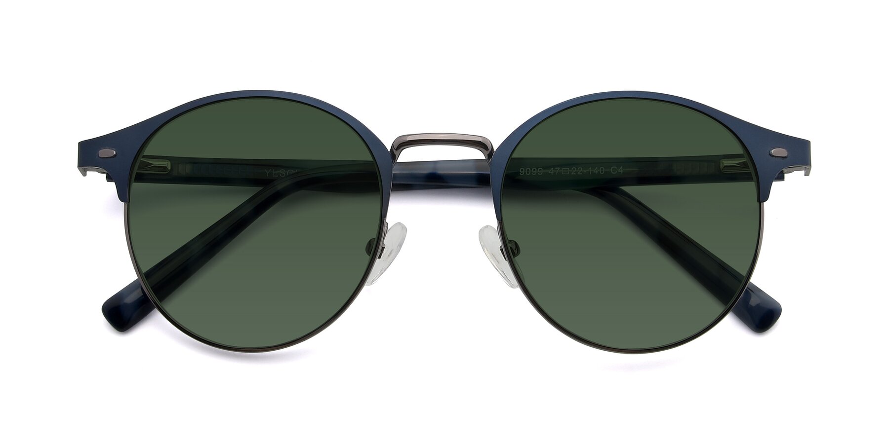 Folded Front of 9099 in Blue-Gunmetal with Green Tinted Lenses