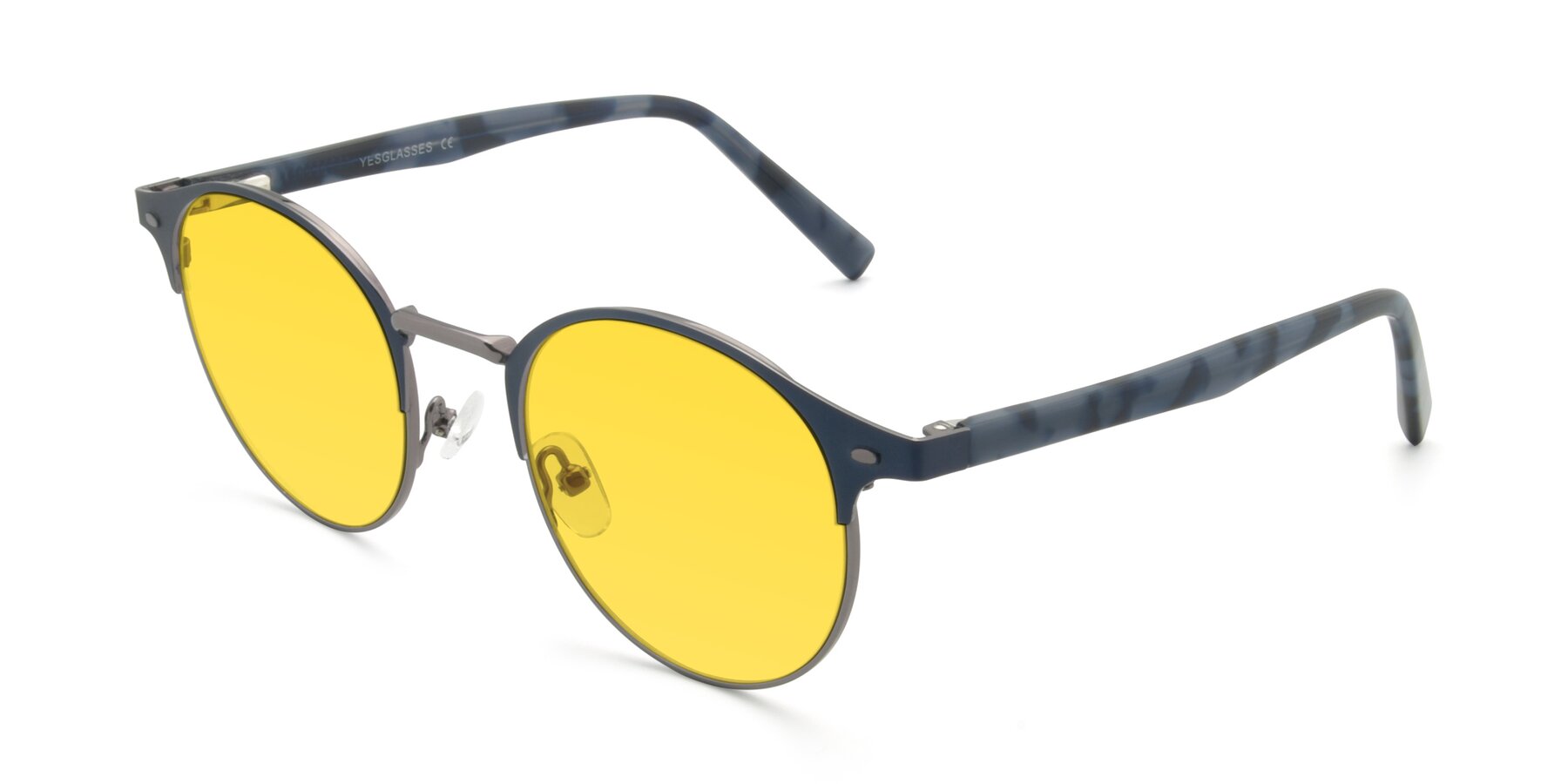 Angle of 9099 in Blue-Gunmetal with Yellow Tinted Lenses