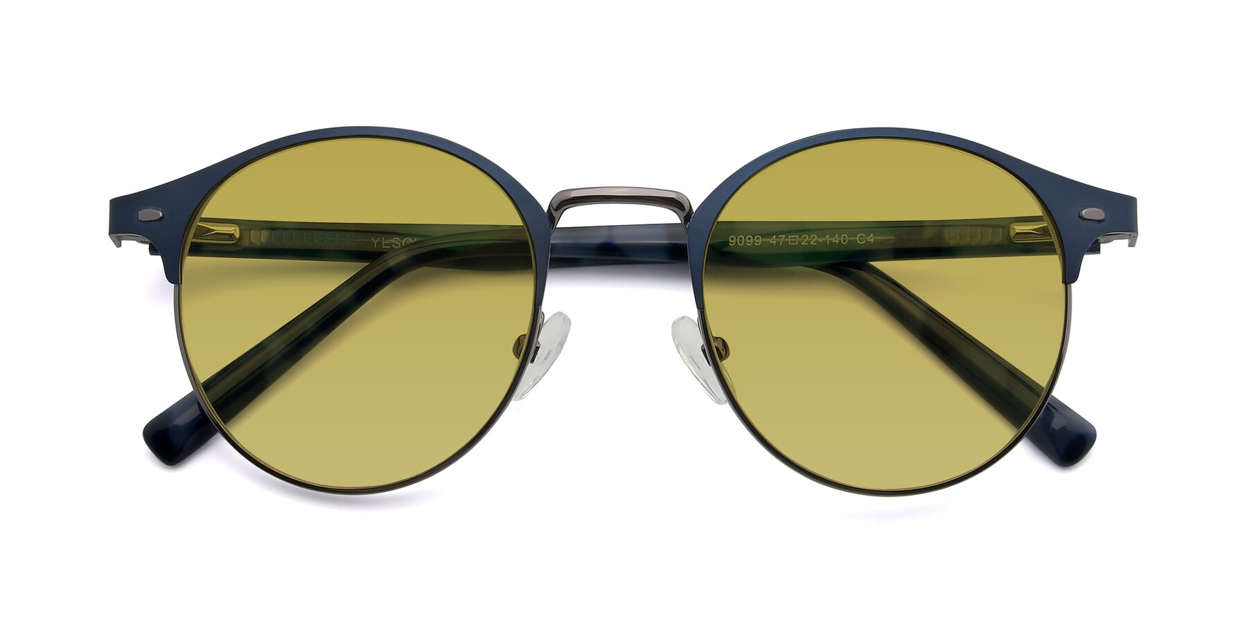Folded Front of 9099 in Blue-Gunmetal with Champagne Tinted Lenses