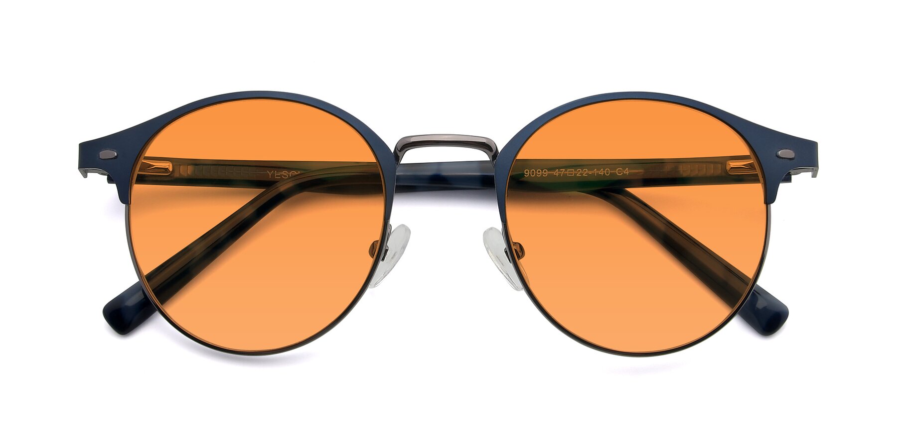 Folded Front of 9099 in Blue-Gunmetal with Orange Tinted Lenses