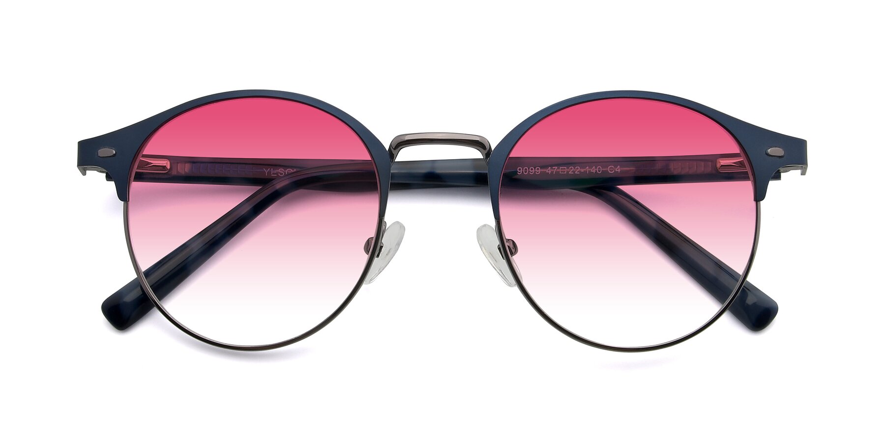 Folded Front of 9099 in Blue-Gunmetal with Pink Gradient Lenses