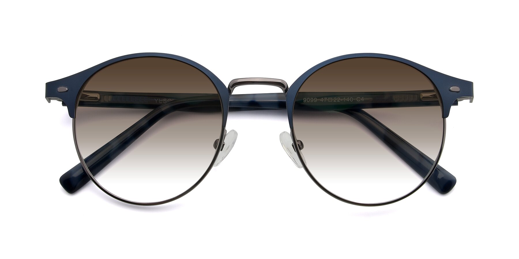 Folded Front of 9099 in Blue-Gunmetal with Brown Gradient Lenses