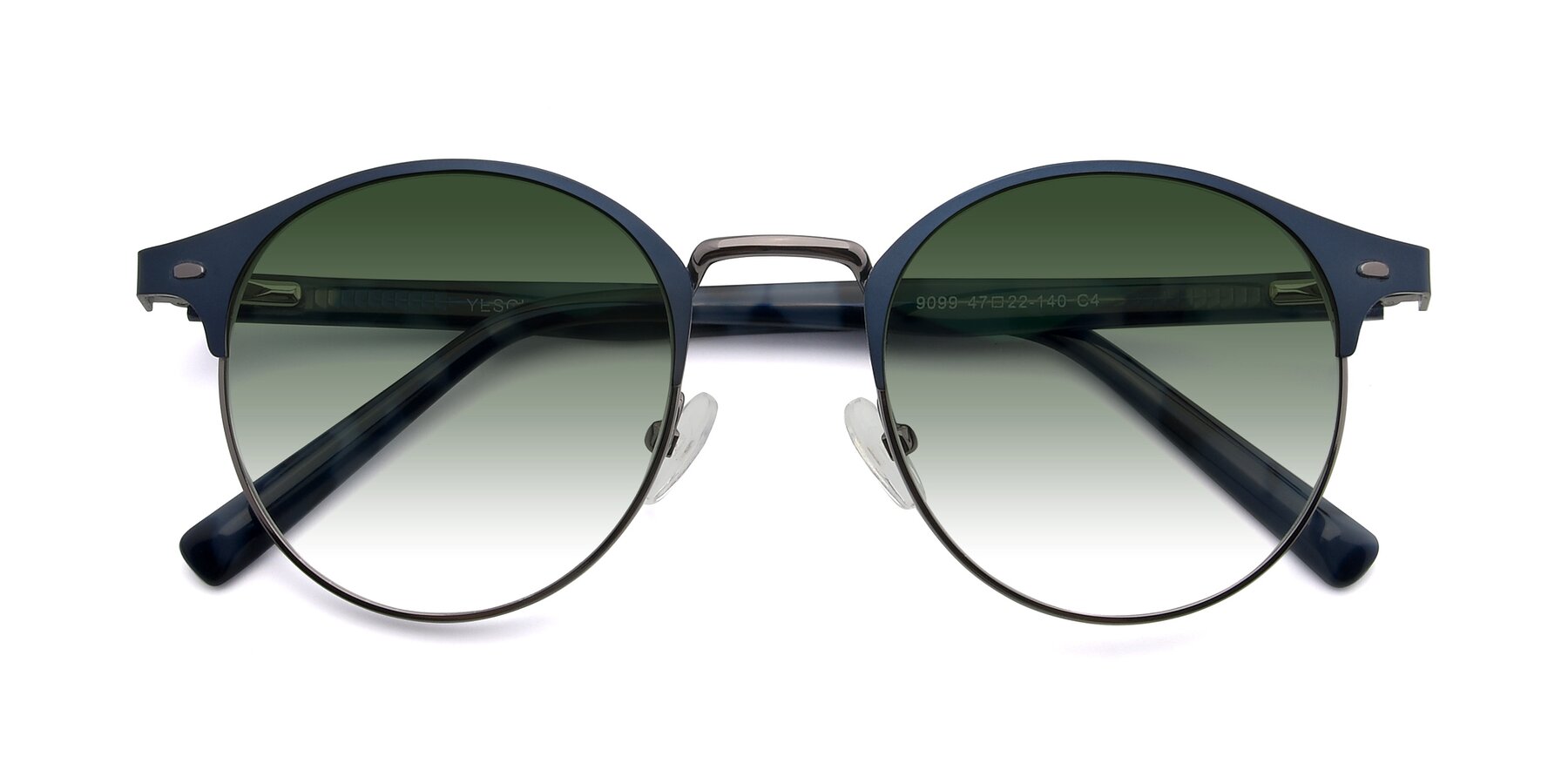 Folded Front of 9099 in Blue-Gunmetal with Green Gradient Lenses