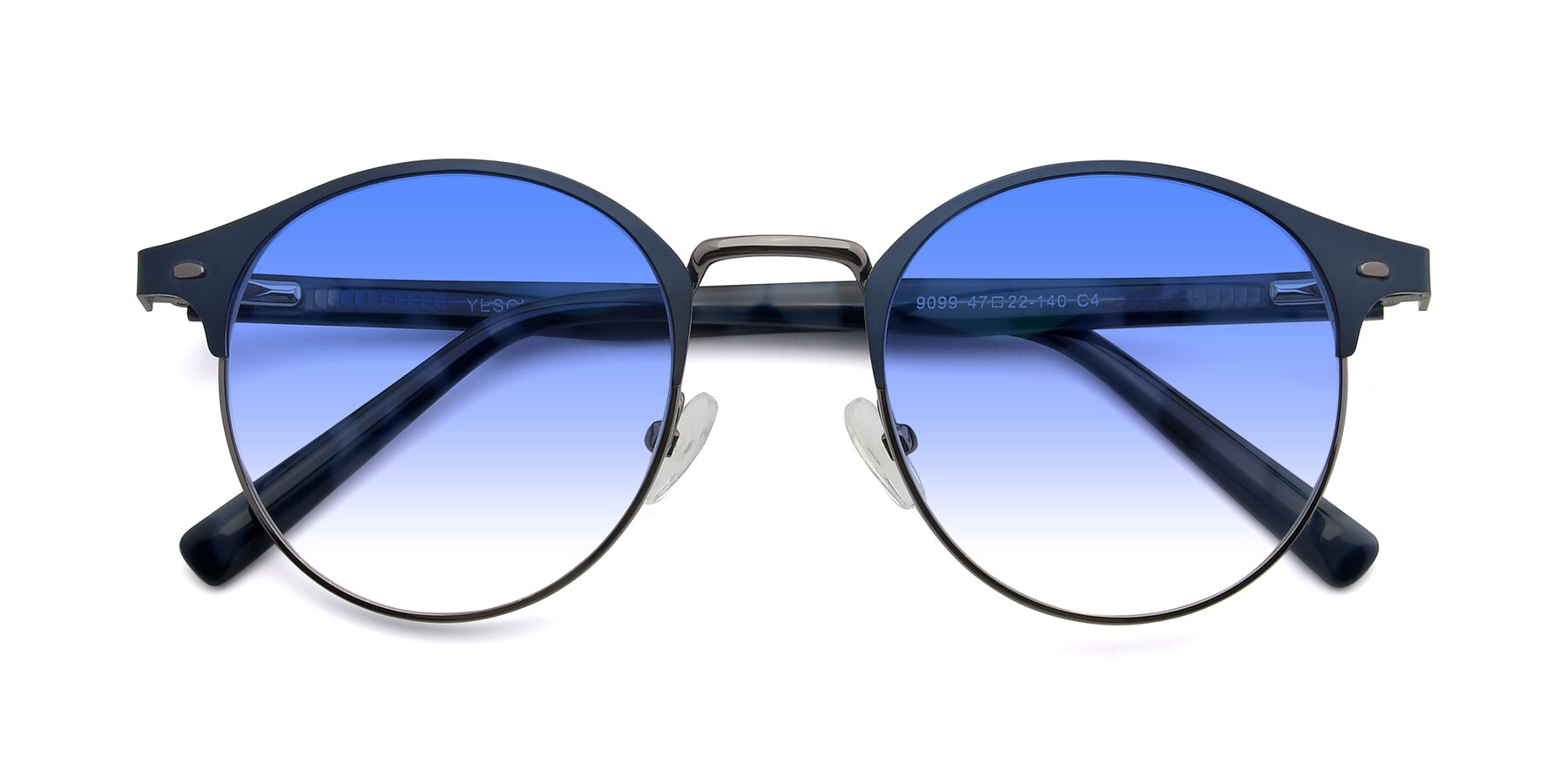 Folded Front of 9099 in Blue-Gunmetal with Blue Gradient Lenses