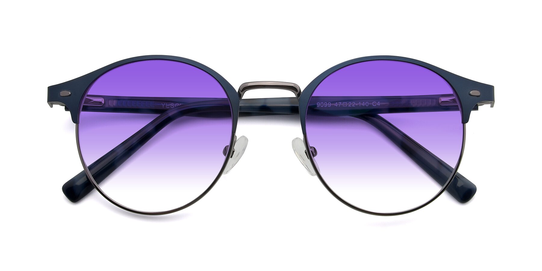 Folded Front of 9099 in Blue-Gunmetal with Purple Gradient Lenses