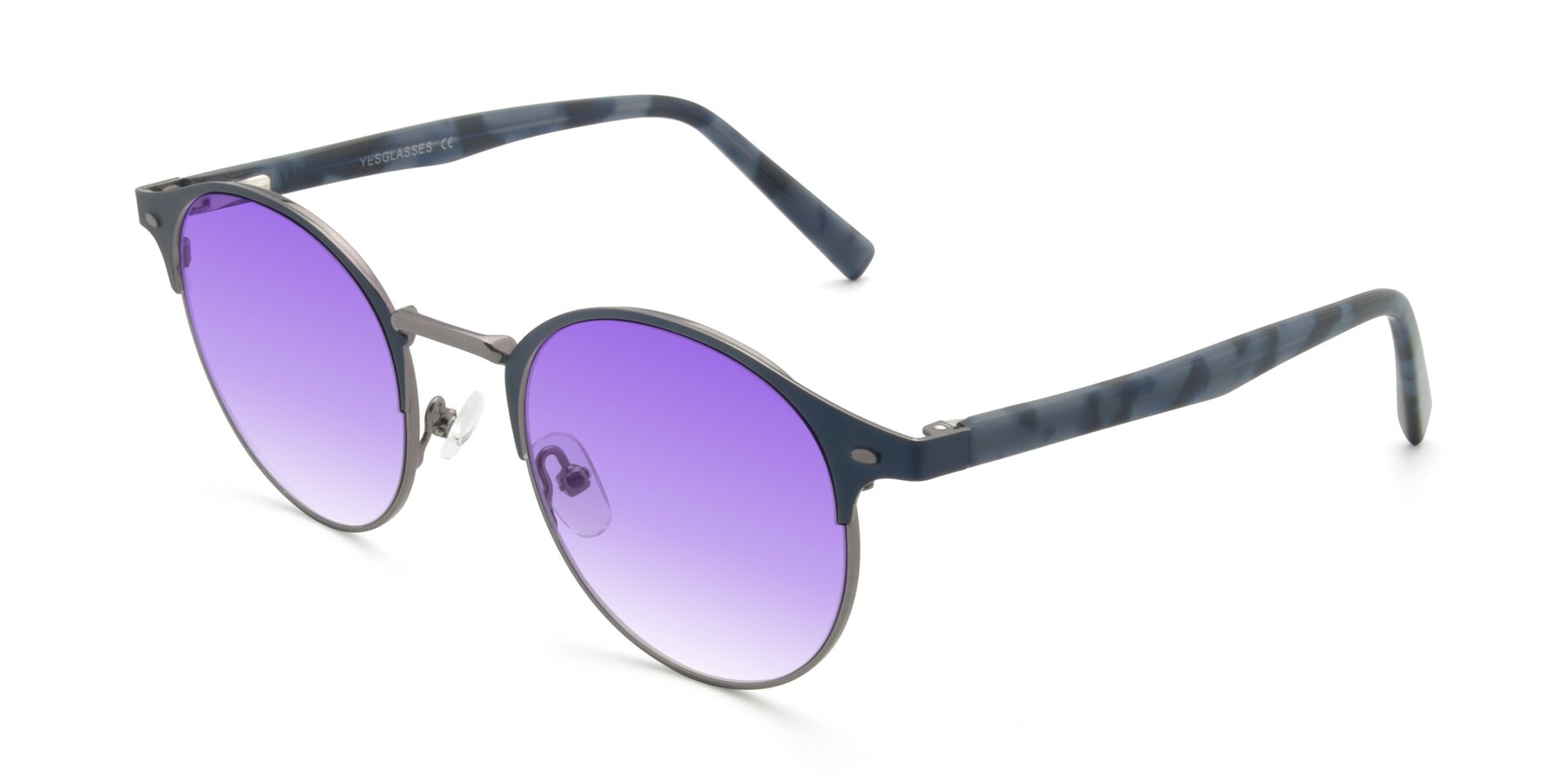 Angle of 9099 in Blue-Gunmetal with Purple Gradient Lenses