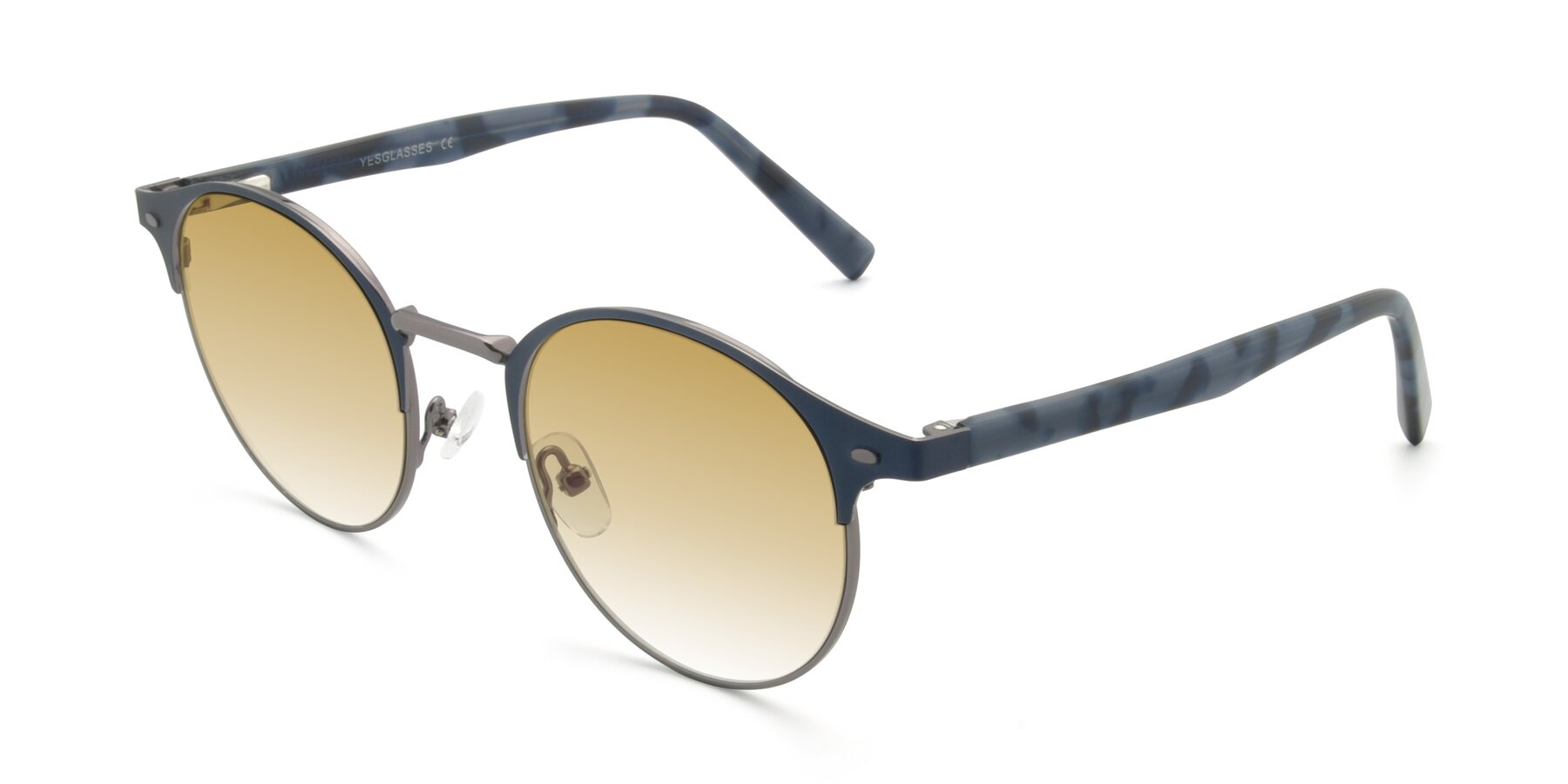 Angle of 9099 in Blue-Gunmetal with Champagne Gradient Lenses