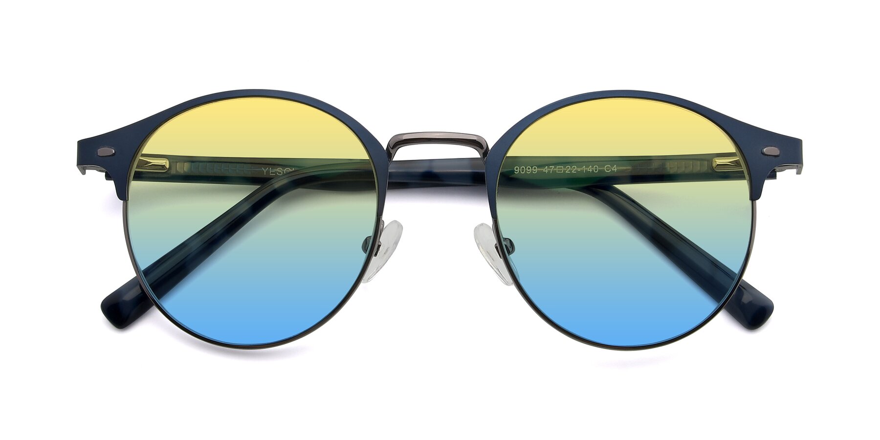 Folded Front of 9099 in Blue-Gunmetal with Yellow / Blue Gradient Lenses
