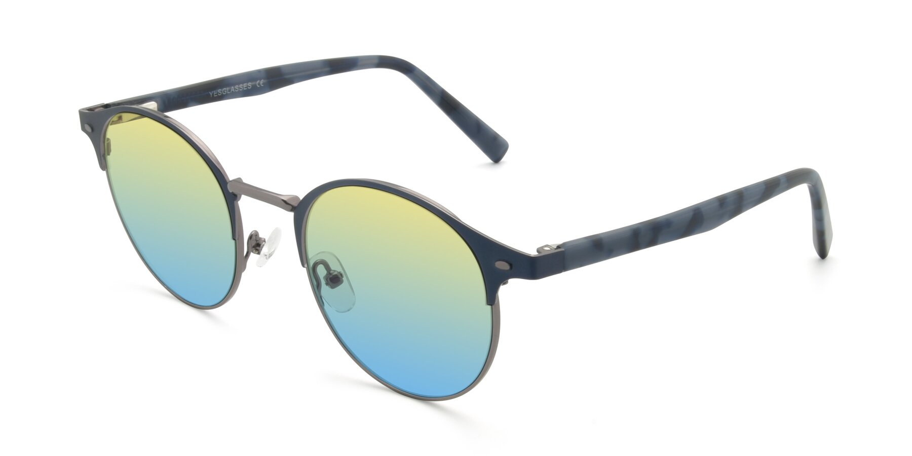 Angle of 9099 in Blue-Gunmetal with Yellow / Blue Gradient Lenses