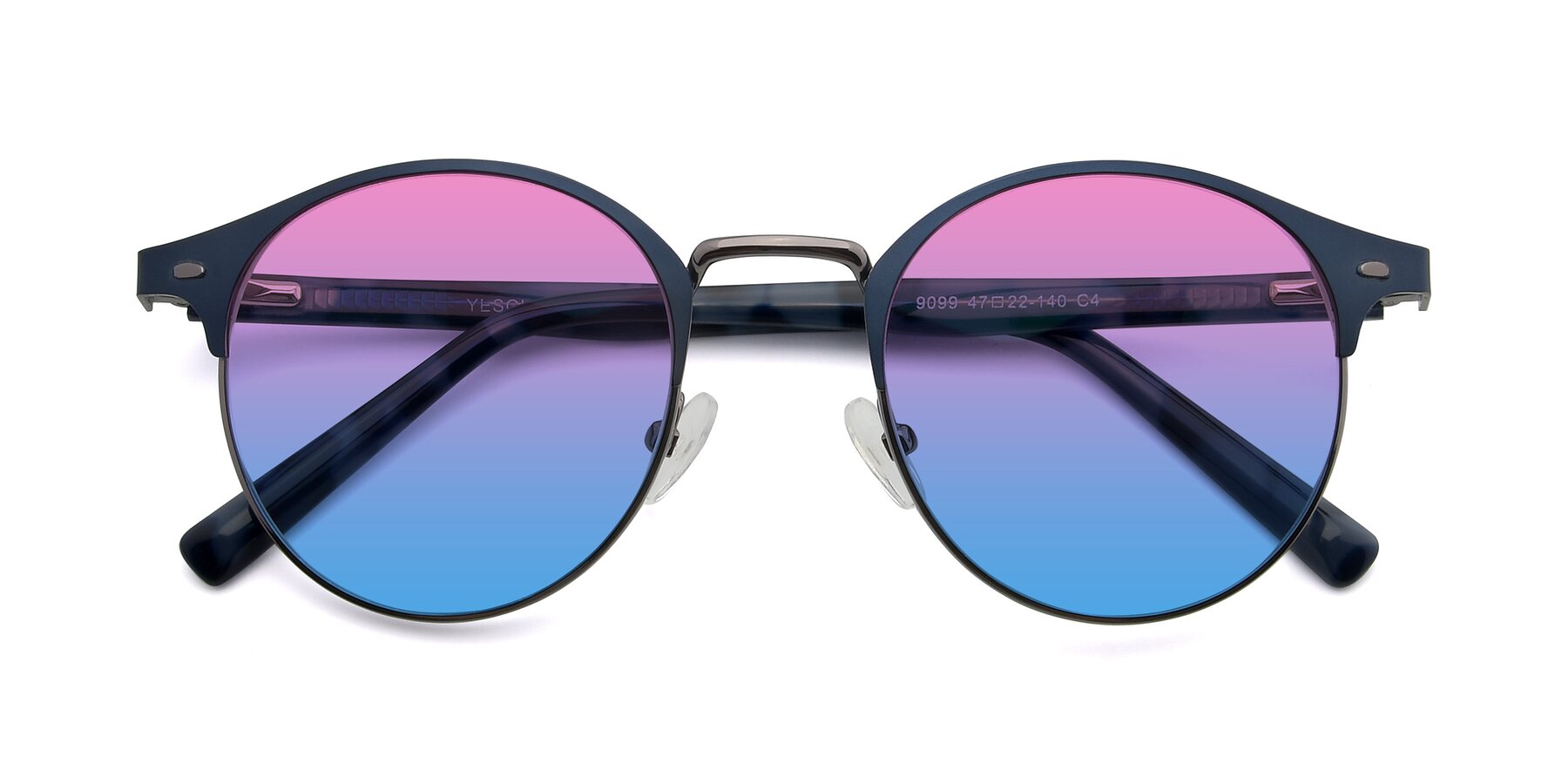 Folded Front of 9099 in Blue-Gunmetal with Pink / Blue Gradient Lenses
