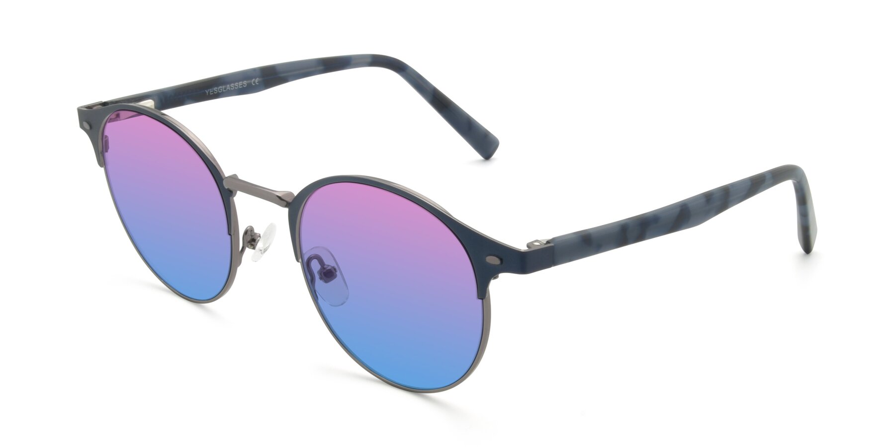 Angle of 9099 in Blue-Gunmetal with Pink / Blue Gradient Lenses