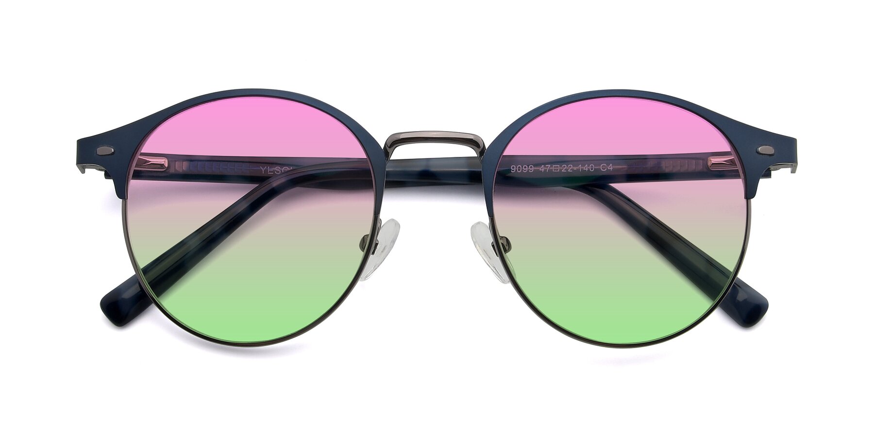 Folded Front of 9099 in Blue-Gunmetal with Pink / Green Gradient Lenses
