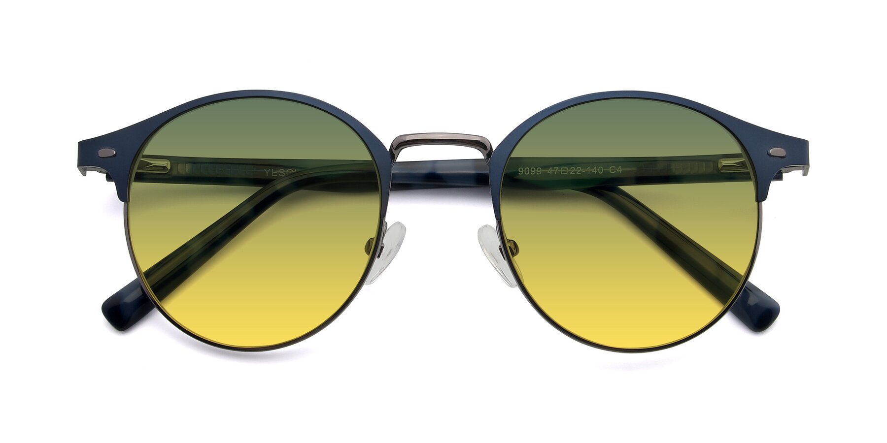 Folded Front of 9099 in Blue-Gunmetal with Green / Yellow Gradient Lenses