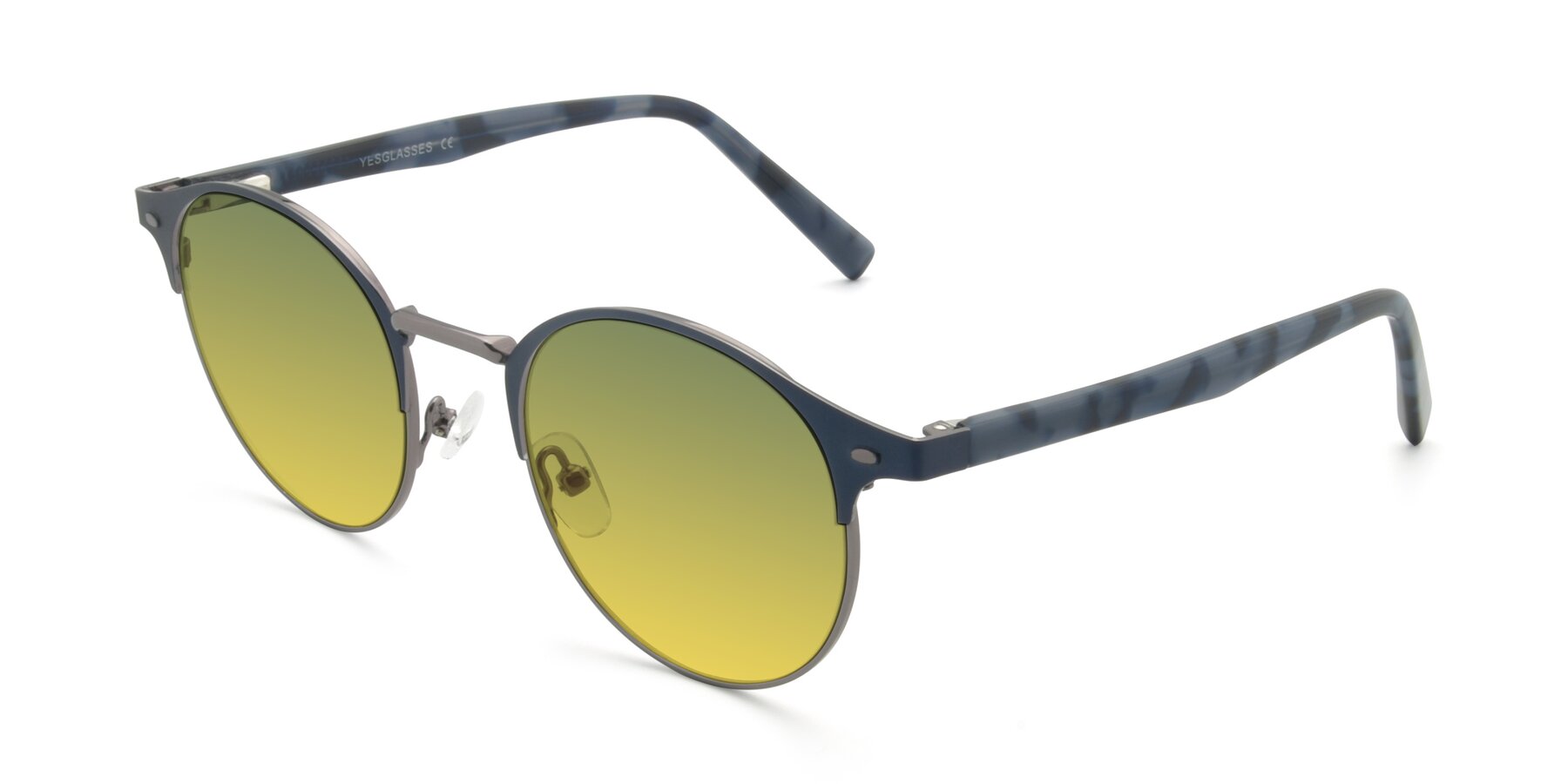 Angle of 9099 in Blue-Gunmetal with Green / Yellow Gradient Lenses