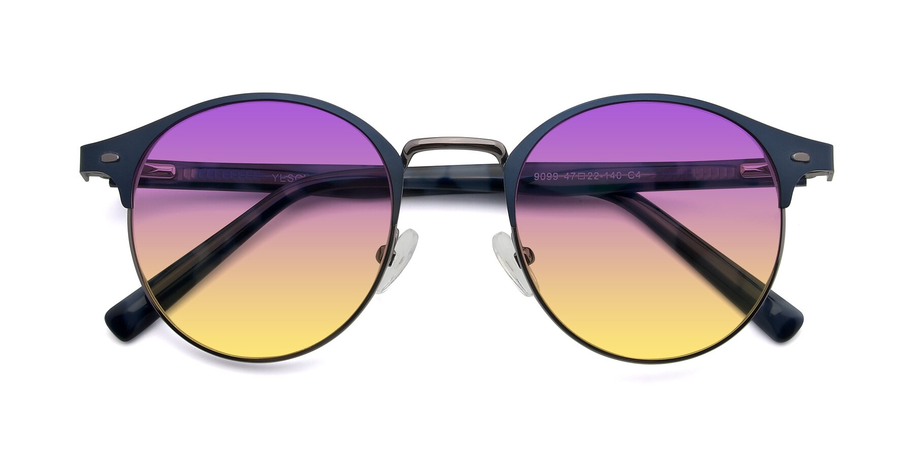 Folded Front of 9099 in Blue-Gunmetal with Purple / Yellow Gradient Lenses
