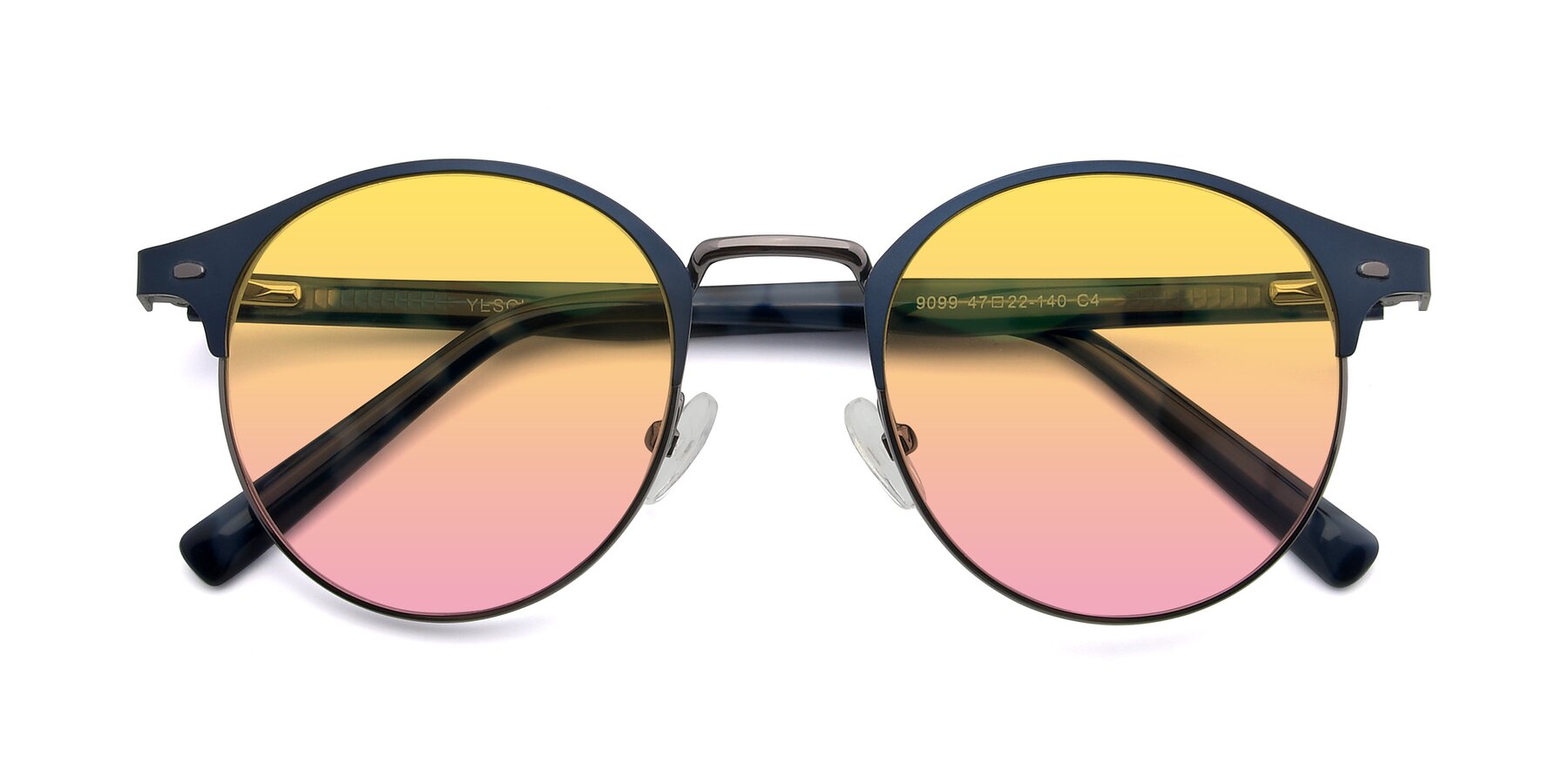 Folded Front of 9099 in Blue-Gunmetal with Yellow / Pink Gradient Lenses