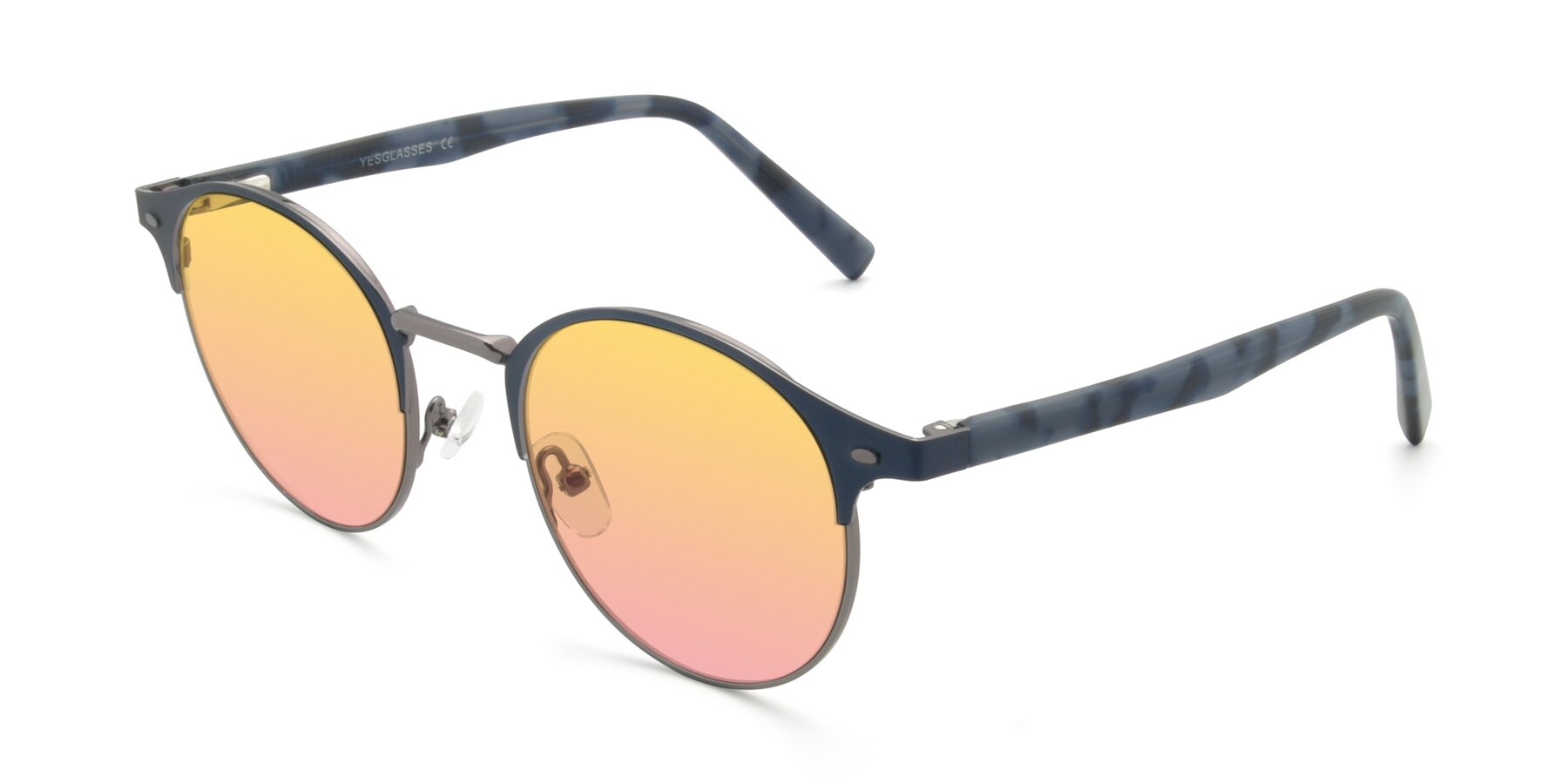 Angle of 9099 in Blue-Gunmetal with Yellow / Pink Gradient Lenses